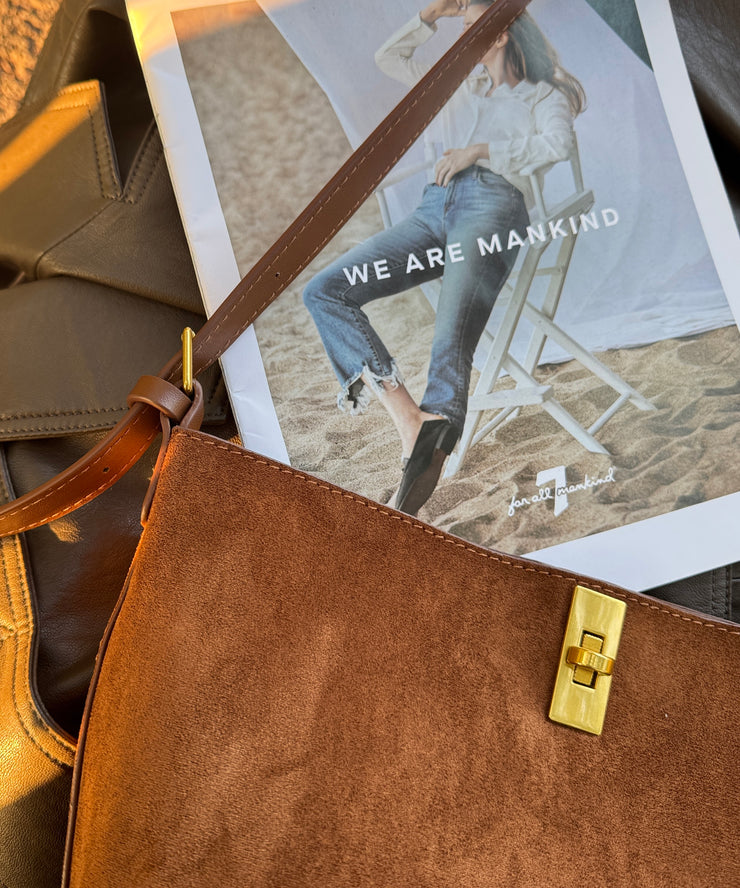 Boutique Brown Large Capacity Suede Bucket Bag