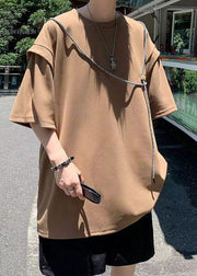 Boutique Brown Oversized Cotton Men's Grunt Style Shirts Summer