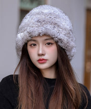 Boutique Brown Rabbit Hair Winter Warm Bucket Hat