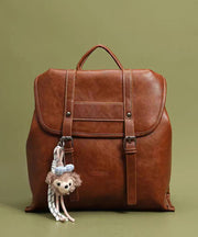 Boutique Brown Solid Durable Large Capacity Faux Leather Backpack Bag