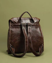Boutique Brown Solid Durable Large Capacity Faux Leather Backpack Bag