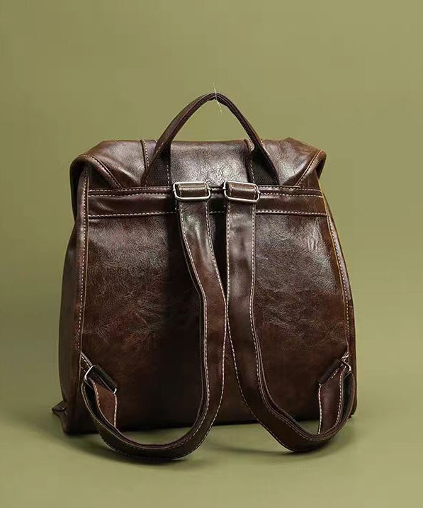 Boutique Brown Solid Durable Large Capacity Faux Leather Backpack Bag