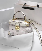 Boutique Brown White Solid Durable Calf Leather Mini Bag