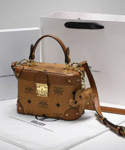 Boutique Brown White Solid Durable Calf Leather Mini Bag