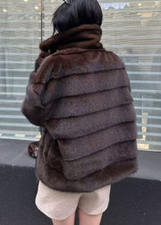 Boutique Chocolate Oversized Warm Faux Mink Hair Coats Winter