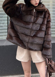 Boutique Chocolate Oversized Warm Faux Mink Hair Coats Winter