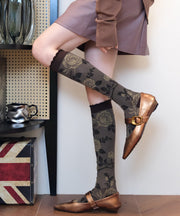 Boutique Coffee Jacquard Cotton Over The Calf Socks