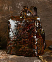 Boutique Coffee Large Capacity Calf Leather Backpack Bag