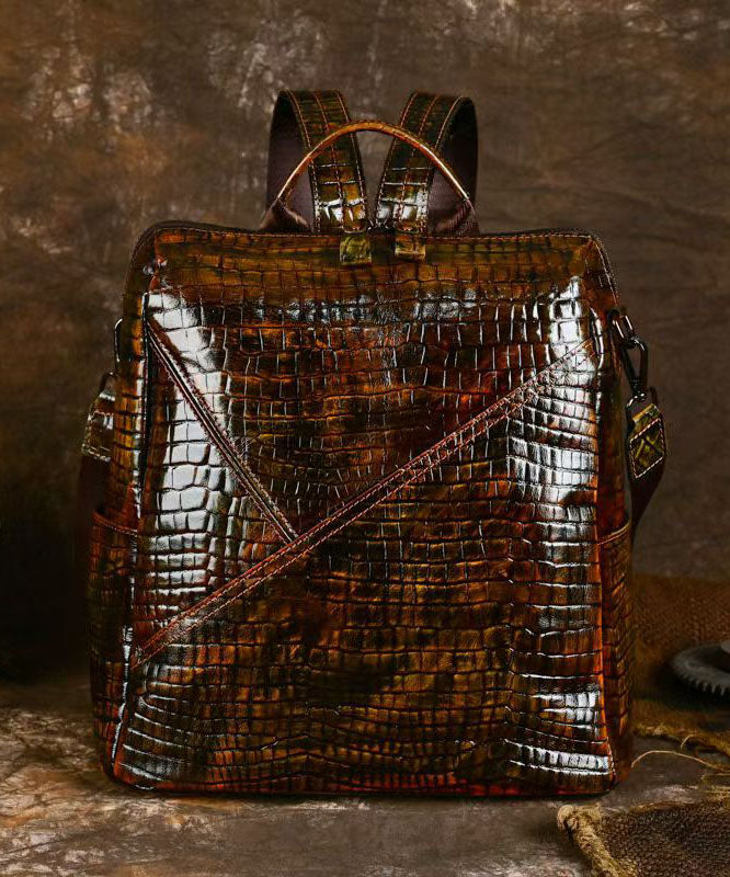 Boutique Coffee Large Capacity Calf Leather Backpack Bag