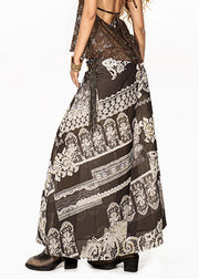 Boutique Coffee Print Patchwork A Line Skirt Summer