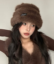 Boutique Coffee Thick Warm Woolen Bucket Hat