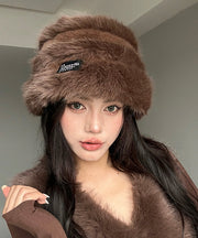 Boutique Coffee Thick Warm Woolen Bucket Hat