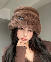 Boutique Coffee Thick Warm Woolen Bucket Hat