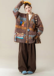 Boutique Coffee V Neck Sweater Coat T Shirt Pants 3 Piece Outfit Winter