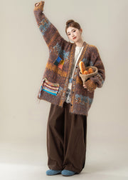 Boutique Coffee V Neck Sweater Coat T Shirt Pants 3 Piece Outfit Winter