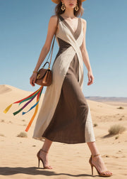 Boutique Colorblock Asymmetrical Patchwork Cotton Sundress Summer