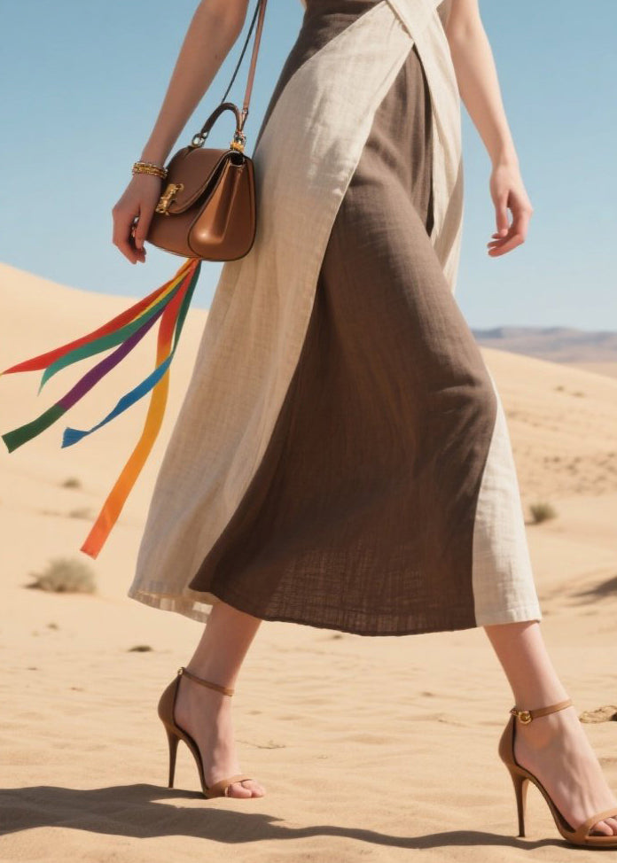 Boutique Colorblock Asymmetrical Patchwork Cotton Sundress Summer