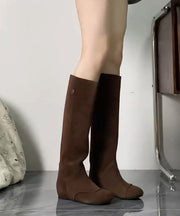 Boutique Comfortable Brown Splicing Wedge Boots