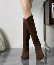 Boutique Comfortable Brown Splicing Wedge Boots