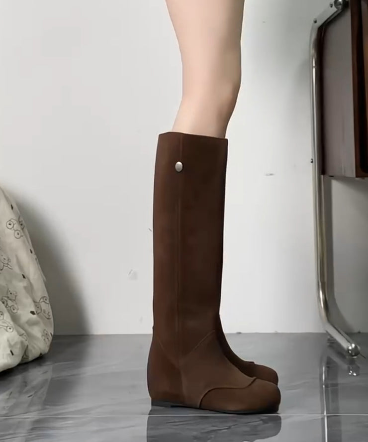 Boutique Comfortable Brown Splicing Wedge Boots