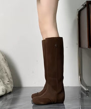 Boutique Comfortable Brown Splicing Wedge Boots