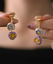 Boutique Copper Overgild Dripping Glazed Cherry Blossoms Drop Earrings