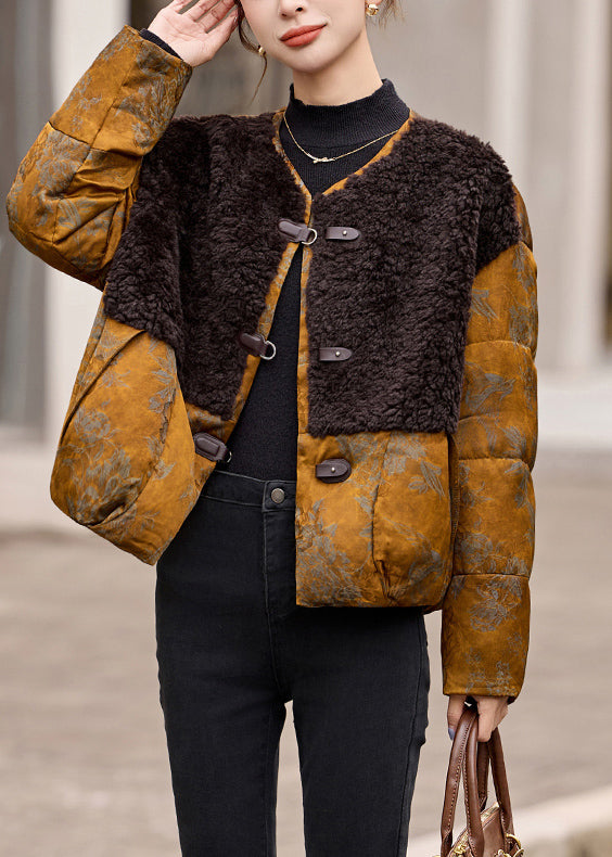 Boutique Faux Fur Patchwork Duck Down Jackets Winter