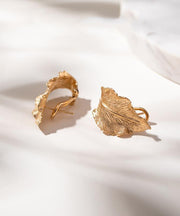 Boutique Gold Copper Overgild Leaf Hoop Earrings