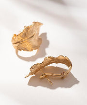Boutique Gold Copper Overgild Leaf Hoop Earrings
