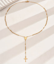 Boutique Gold Stainless Steel Alloy Cross Pendant Necklace