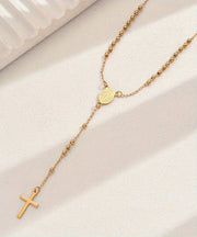 Boutique Gold Stainless Steel Alloy Cross Pendant Necklace