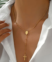 Boutique Gold Stainless Steel Alloy Cross Pendant Necklace