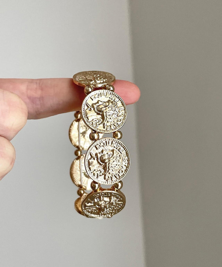 Boutique Gold Sterling Silver Alloy Copper Coin Bangle