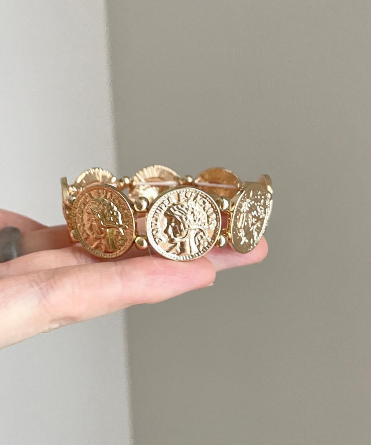 Boutique Gold Sterling Silver Alloy Copper Coin Bangle