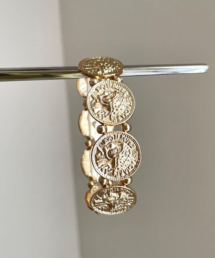 Boutique Gold Sterling Silver Alloy Copper Coin Bangle