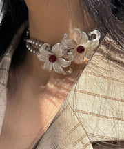 Boutique Grey Copper Alloy Double-Layer Pearl Iris Gratuated Bead Necklace