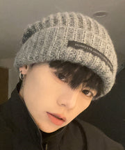Boutique Grey Warm Men Knit Bonnie Hat