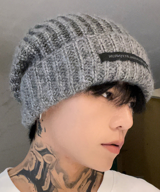 Boutique Grey Warm Men Knit Bonnie Hat