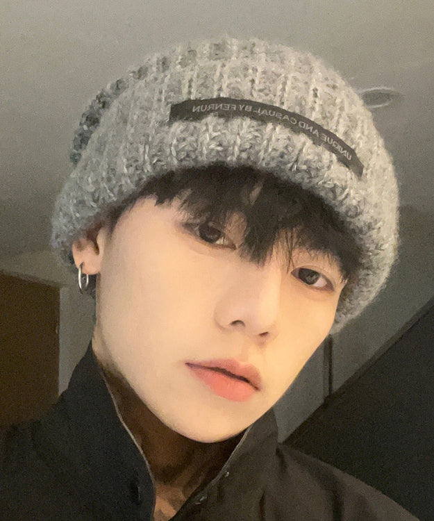 Boutique Grey Warm Men Knit Bonnie Hat