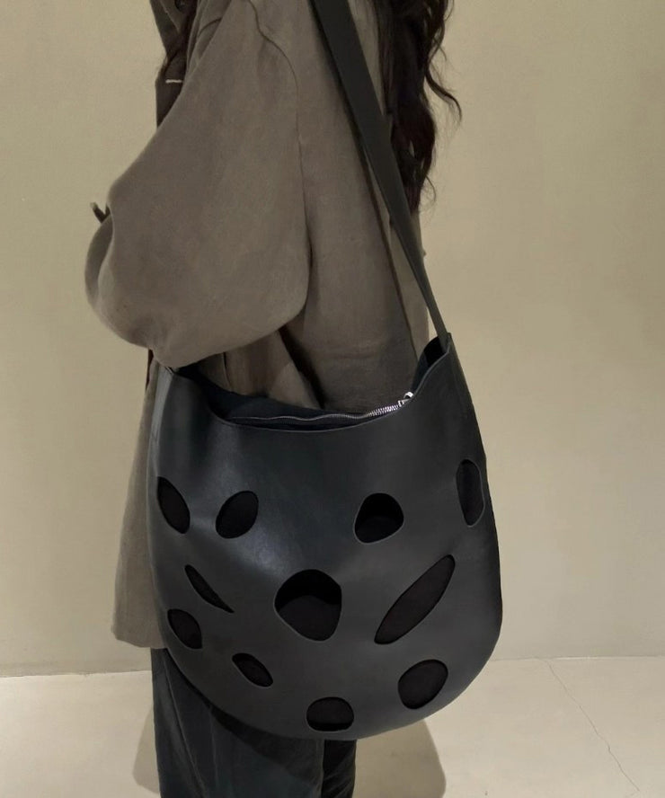 Boutique Hollow Out Large Capacity Faux Leather Satchel Handbag