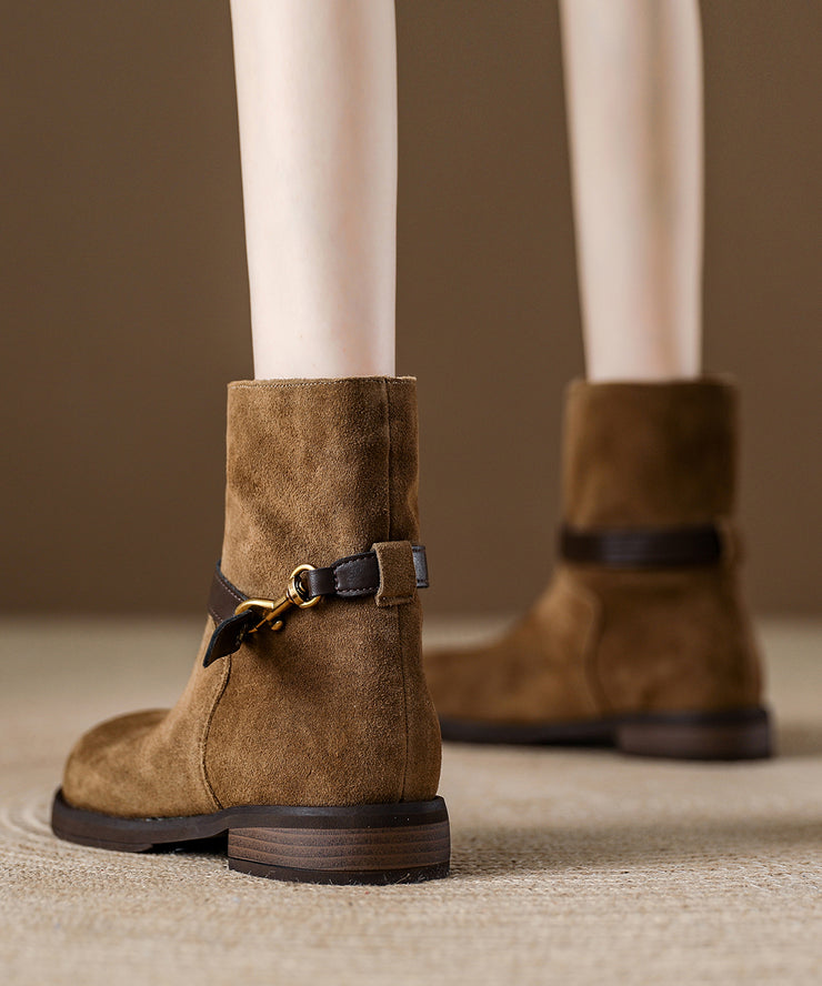 Boutique Khaki Suede Splicing Comfy Boots