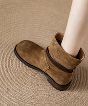 Boutique Khaki Suede Splicing Comfy Boots