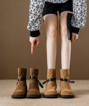 Boutique Khaki Suede Splicing Comfy Boots
