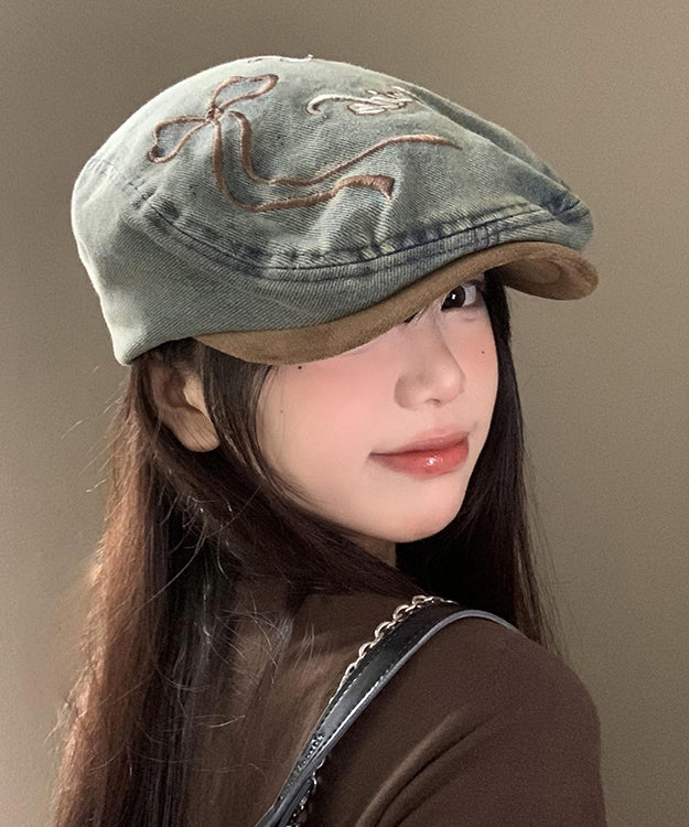 Boutique Letter Embroidered Denim Breton Hat
