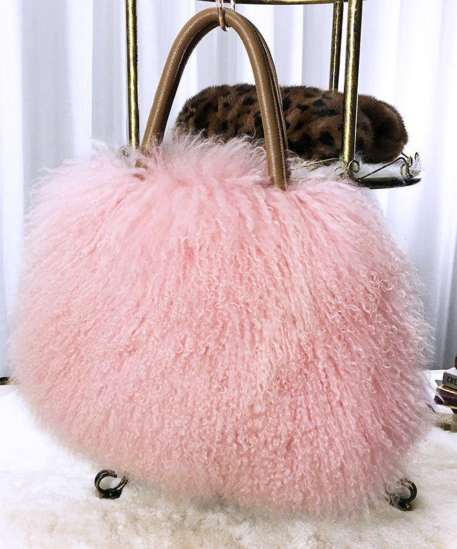 Boutique Light Purple Large Capacity Wool Tote Bag