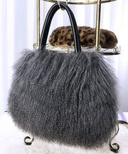 Boutique Light Purple Large Capacity Wool Tote Bag