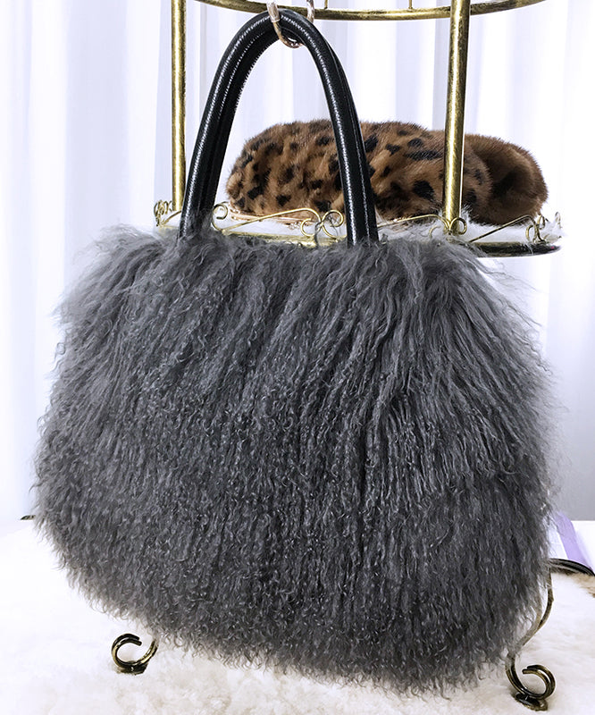 Boutique Light Purple Large Capacity Wool Tote Bag