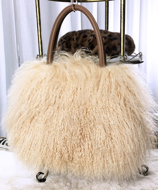 Boutique Light Purple Large Capacity Wool Tote Bag