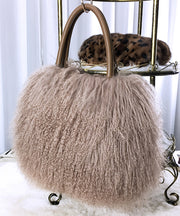 Boutique Light Purple Large Capacity Wool Tote Bag
