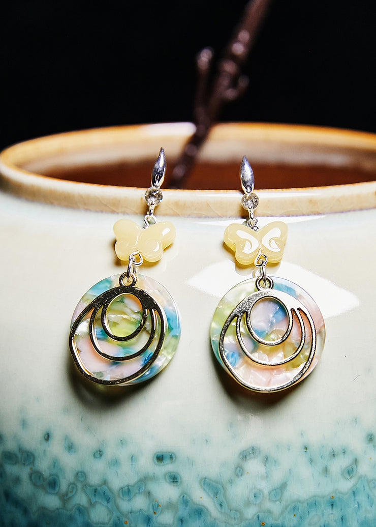 Boutique Light Yellow Butterfly Jade Drop Earrings